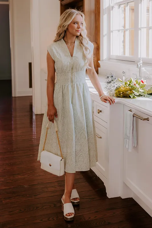 Garden Stroll Midi Dress in Sage sold by Impressions