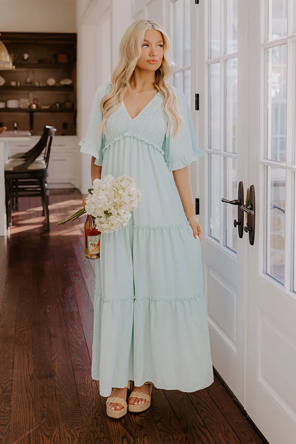 Charming Glance Tiered Maxi Dress in Mint sold by Impressions