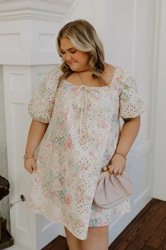 Peach Bellini Floral Eyelet Mini Dress sold by Impressions