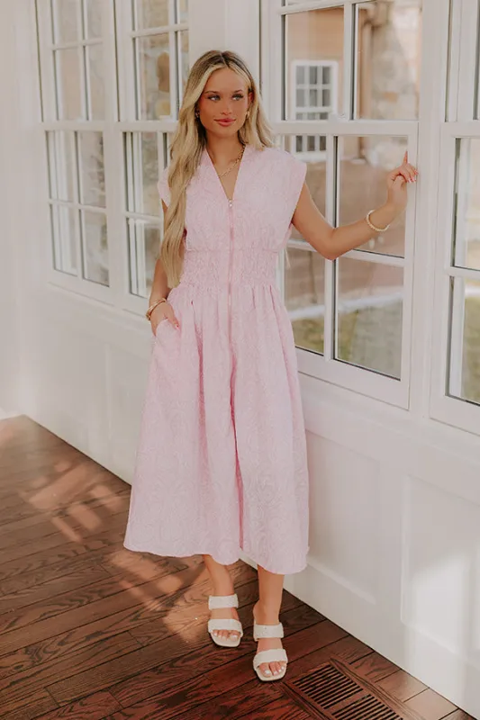 Garden Stroll Midi Dress in Pink sold by Impressions