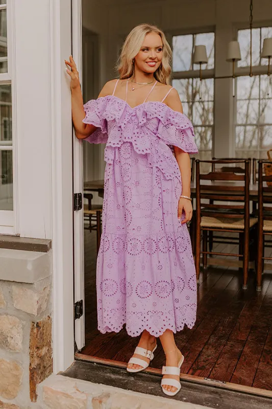 Cue The Charm Eyelet Midi Dress sold by Impressions