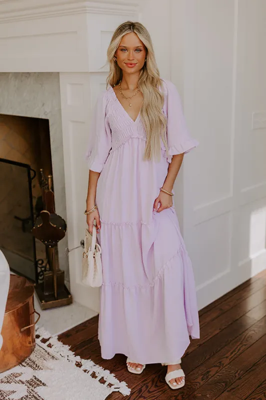 Charming Glance Tiered Maxi Dress in Dusty Purple sold by Impressions