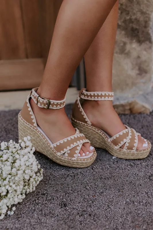 The Grace Faux Nubuck Espadrille Wedge in Camel sold by Impressions