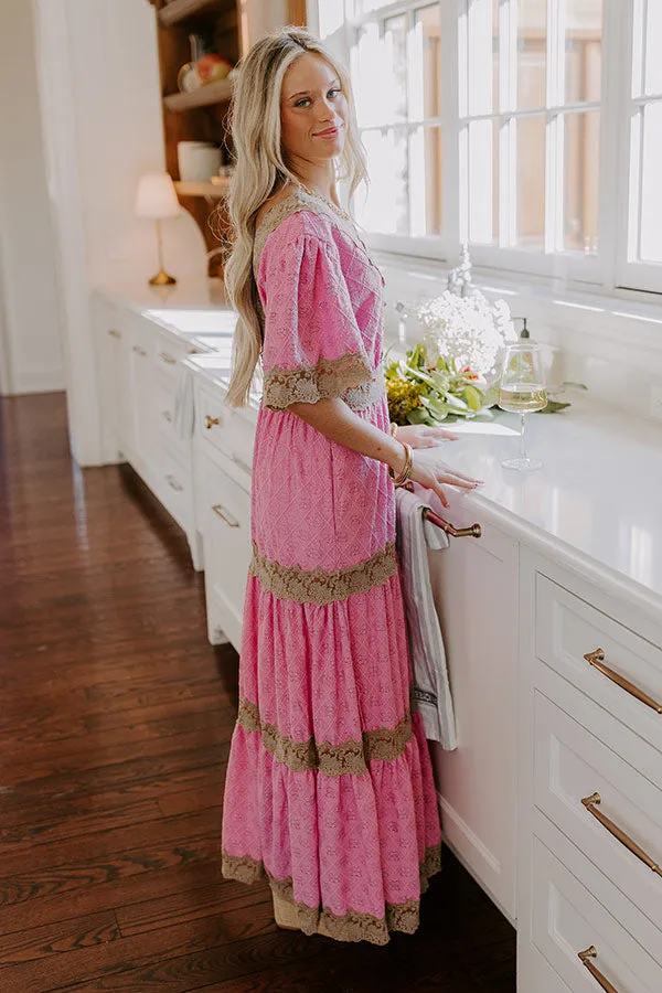 Key To My Heart Lace Maxi Dress in Pink sold by Impressions product image thumbnail 5