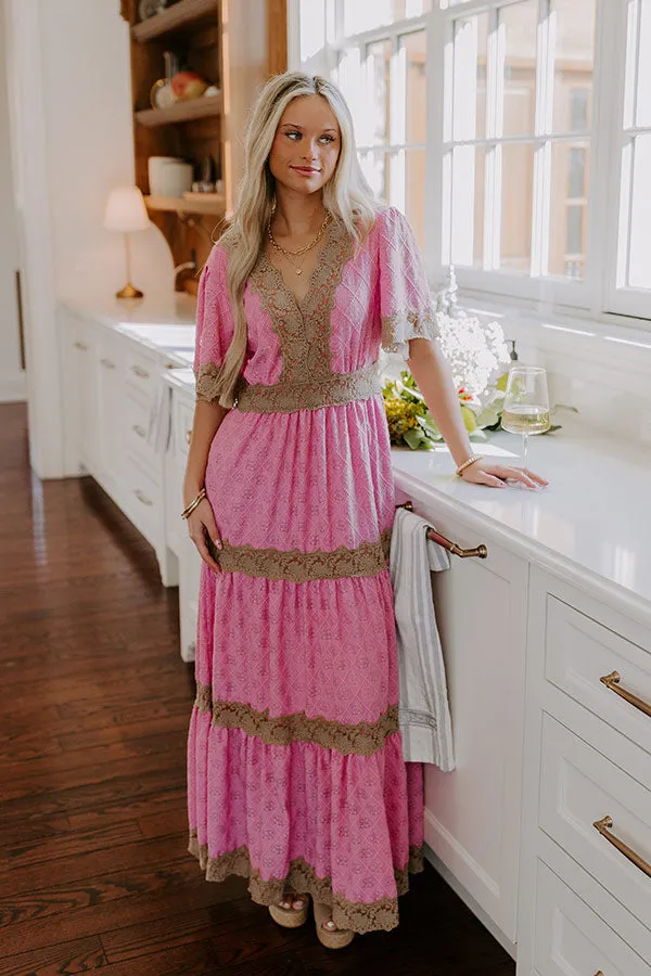 Key To My Heart Lace Maxi Dress in Pink sold by Impressions product image thumbnail 2