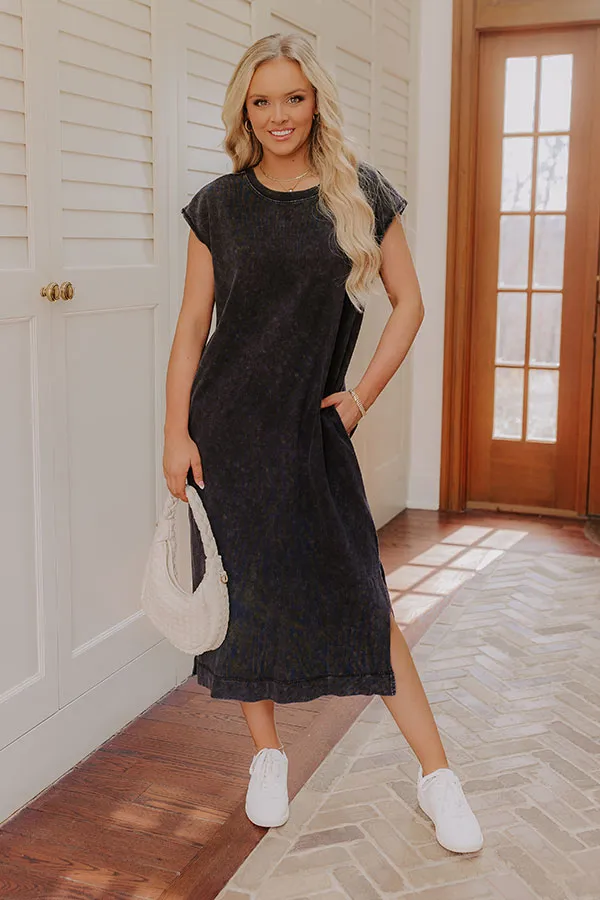 Beach Daydream Vintage Wash Midi Dress in Vintage Black sold by Impressions