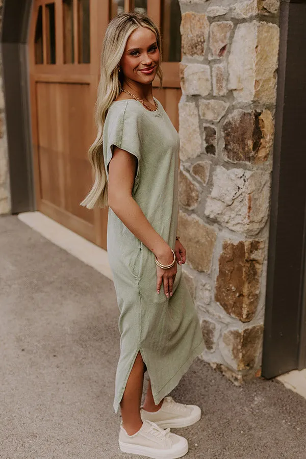 Beach Daydream Vintage Wash Midi Dress in Sage sold by Impressions product image thumbnail 5