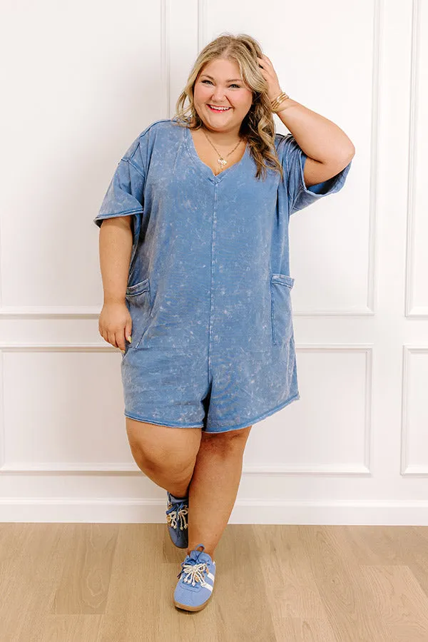 Easy To Style Vintage Wash Romper in Blue Curves sold by Impressions
