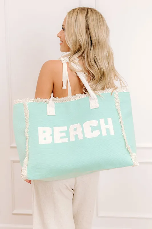 Beach Embroidered Canvas Tote in Ocean Wave sold by Impressions