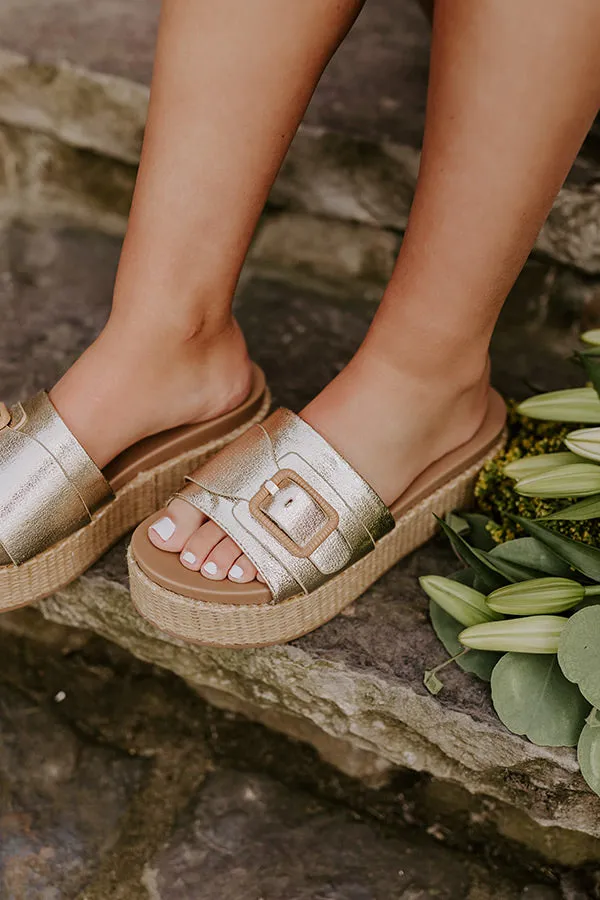 The Dahlia Faux Leather Platform Sandal in Gold sold by Impressions product image thumbnail 2