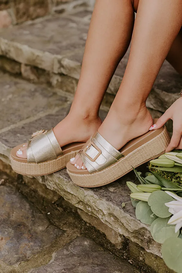 The Dahlia Faux Leather Platform Sandal in Gold sold by Impressions product image thumbnail 3