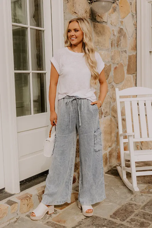 The Nova High Waist Chambray Cargo Pants sold by Impressions