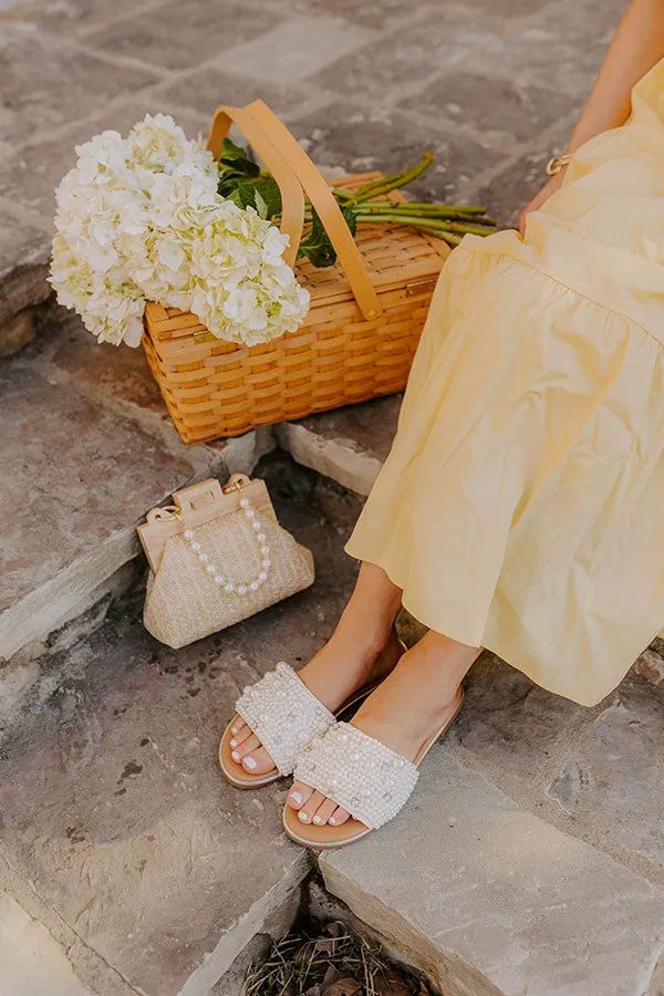 Gimmie Kiss Pearl Embellished Sandal in Ivory sold by Impressions