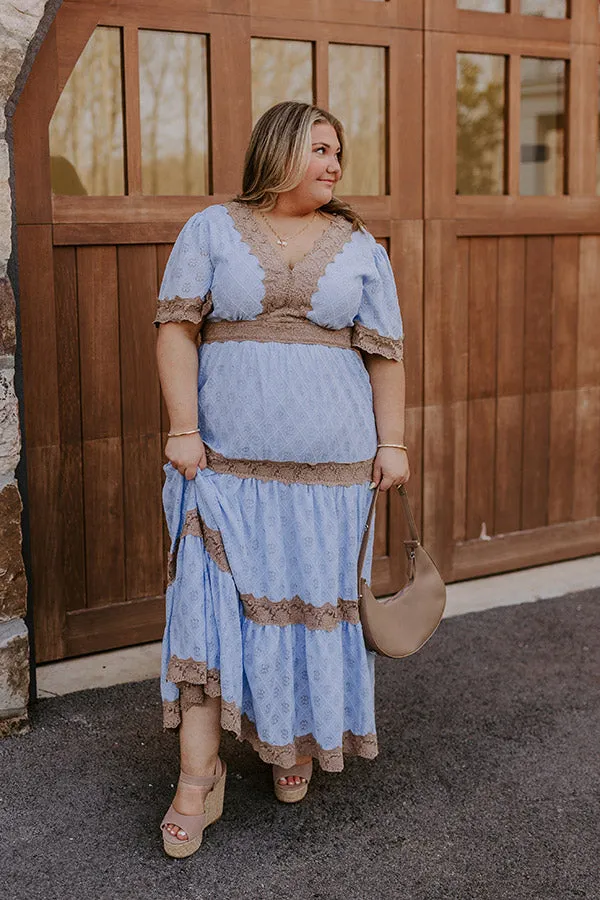 Key To My Heart Lace Maxi Dress in Sky Blue Curves sold by Impressions