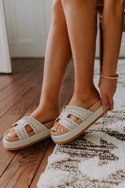 The Hailey Raffia Woven Sandal in Ivory sold by Impressions