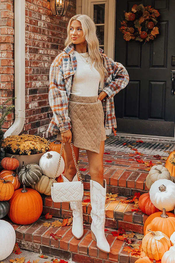 The Ava High Waist Velvet Skort in Warm Taupe sold by Impressions