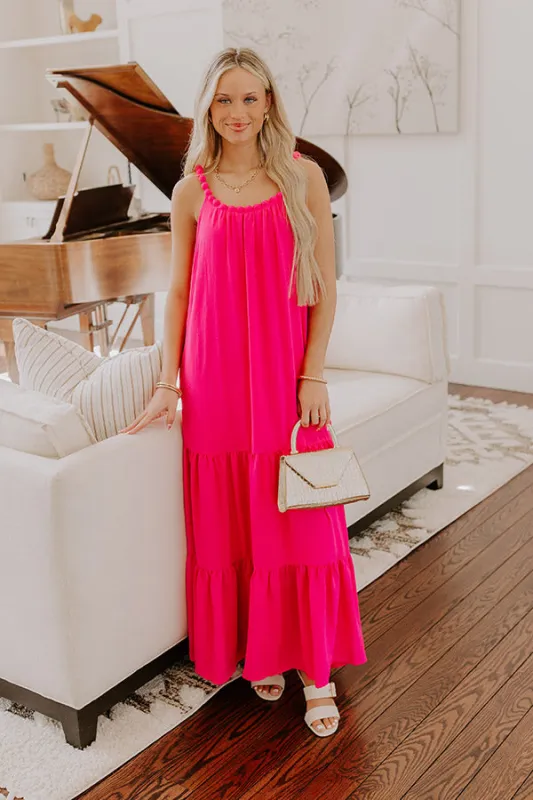 Feeling Giddy Maxi Dress in Hot Pink sold by Impressions