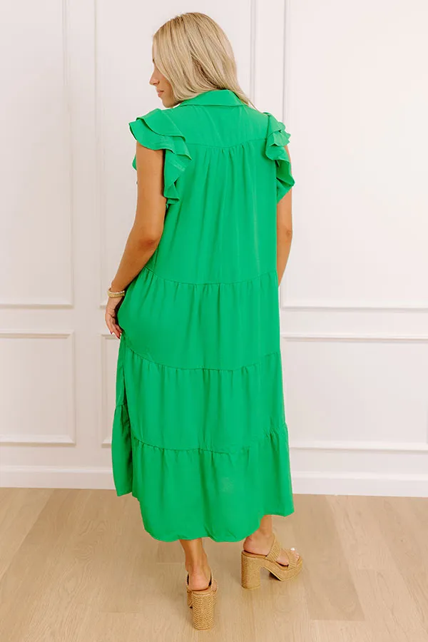 Sunny Spritzer Tiered Midi Dress in Kelly Green sold by Impressions product image thumbnail 4