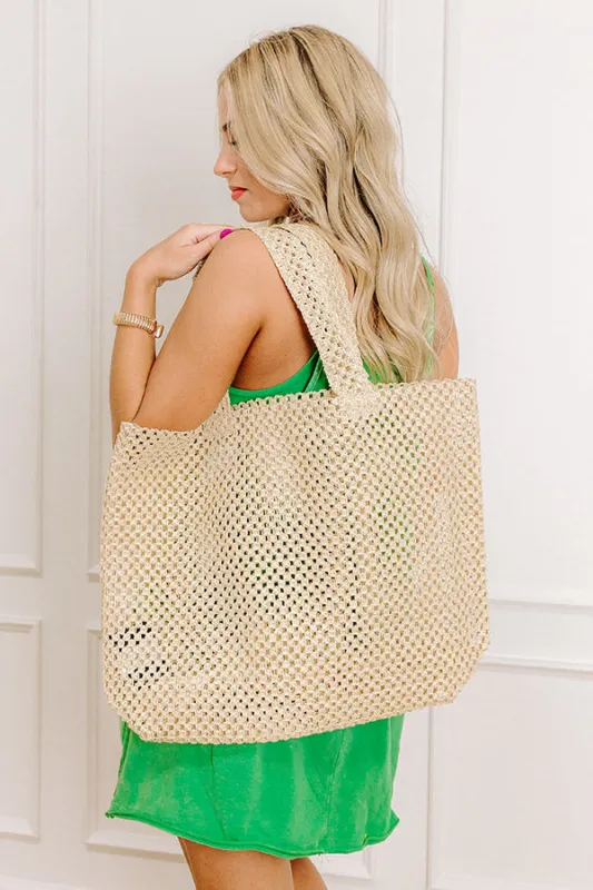 Beachy Vibes Raffia Crochet Tote in Natural sold by Impressions
