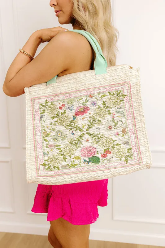 Garden Dreams Raffia Woven Tote sold by Impressions