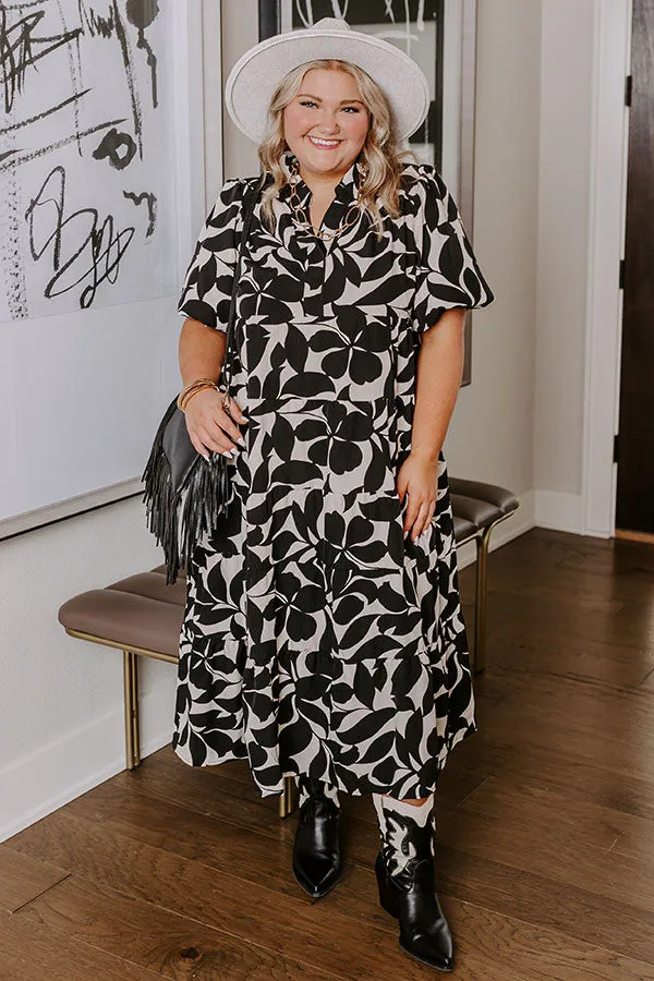 Floating On Cloud Nine Midi Dress in Black Curves sold by Impressions