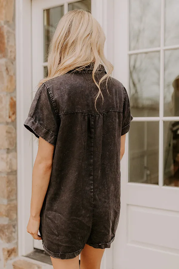 Park Days Ahead Chambray Romper in Vintage Black sold by Impressions product image thumbnail 5