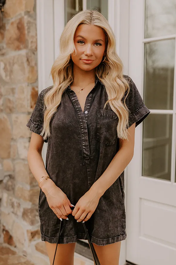 Park Days Ahead Chambray Romper in Vintage Black sold by Impressions product image thumbnail 2