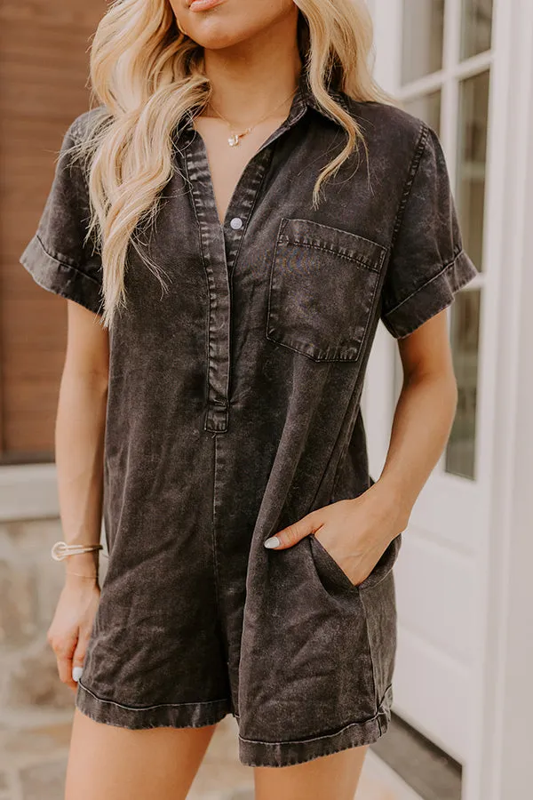 Park Days Ahead Chambray Romper in Vintage Black sold by Impressions product image thumbnail 3