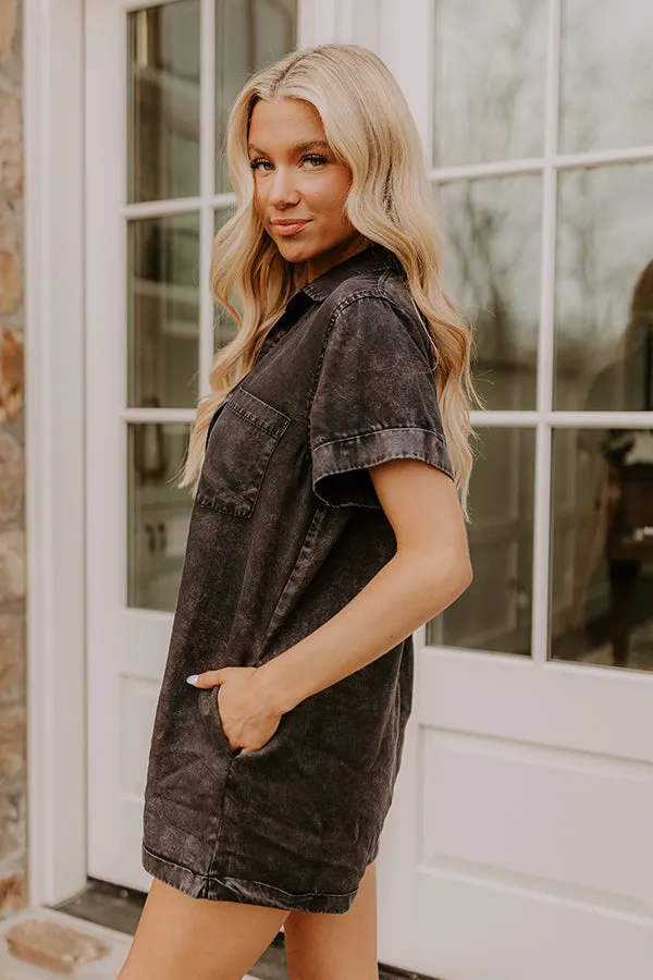 Park Days Ahead Chambray Romper in Vintage Black sold by Impressions product image thumbnail 4