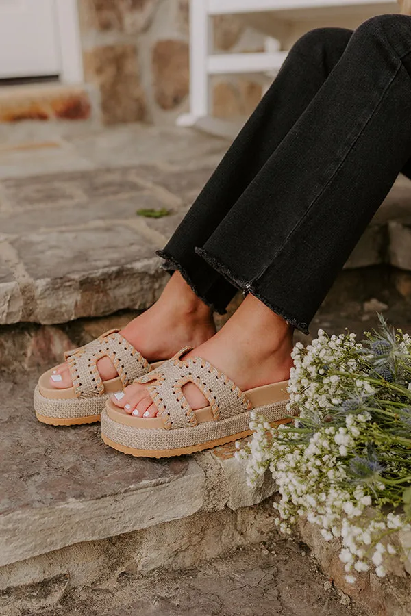 The Hailey Raffia Woven Sandal in Taupe sold by Impressions