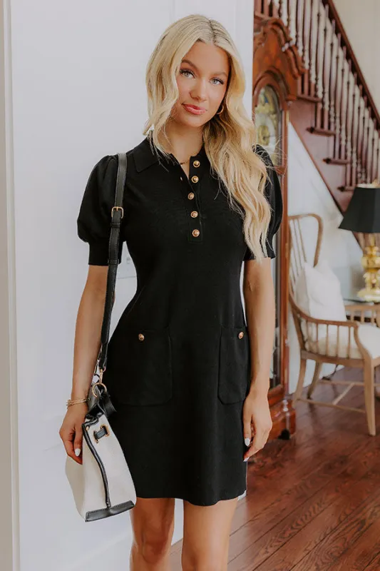 Vino On The Patio Knit Mini Dress in Black sold by Impressions