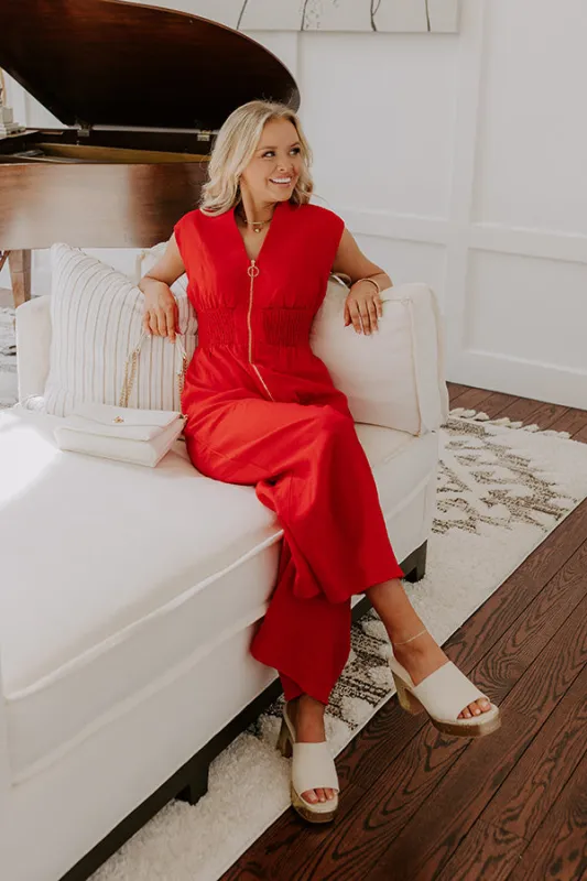 Vip Party Wide Leg Jumpsuit in Red sold by Impressions