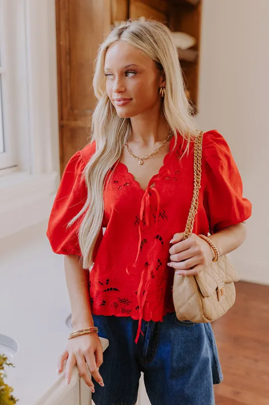 Sassy Mood Embroidered Front Tie Top sold by Impressions
