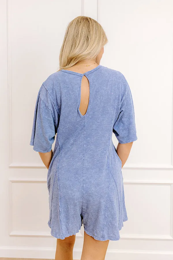 Casual Convo Vintage Wash Romper in Periwinkle sold by Impressions product image thumbnail 4