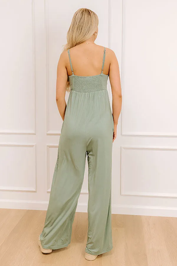 Block Party Ready Wide Leg Jumpsuit in Sage sold by Impressions product image thumbnail 4