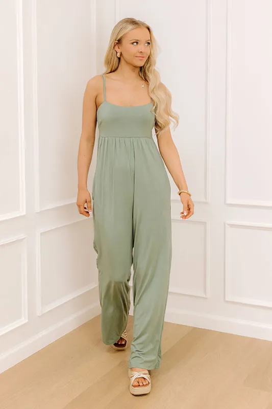 Block Party Ready Wide Leg Jumpsuit in Sage sold by Impressions