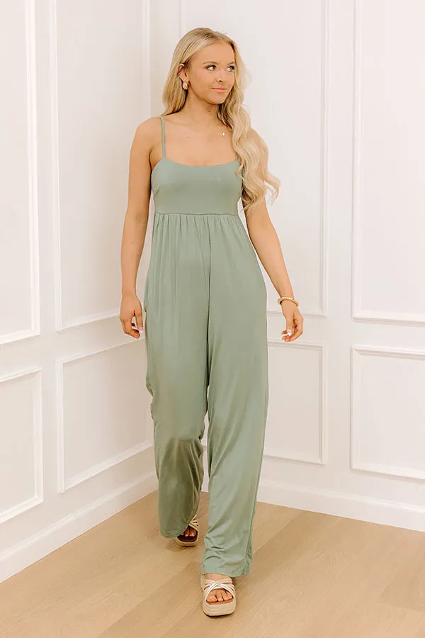 Block Party Ready Wide Leg Jumpsuit in Sage sold by Impressions