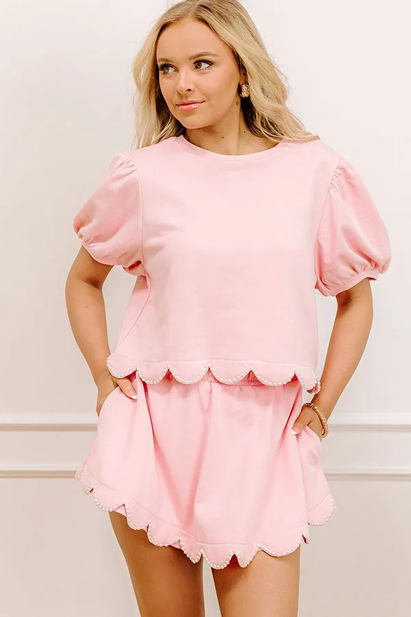 Casual Outing Pearl Embellished Top in Pink sold by Impressions