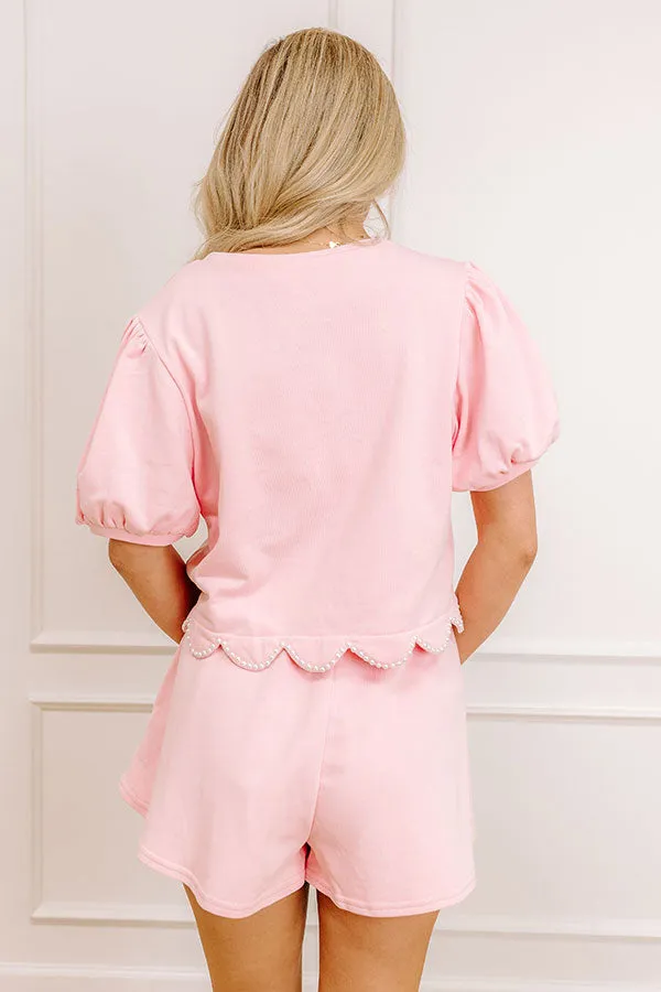 Casual Outing Pearl Embellished Top in Pink sold by Impressions product image thumbnail 5