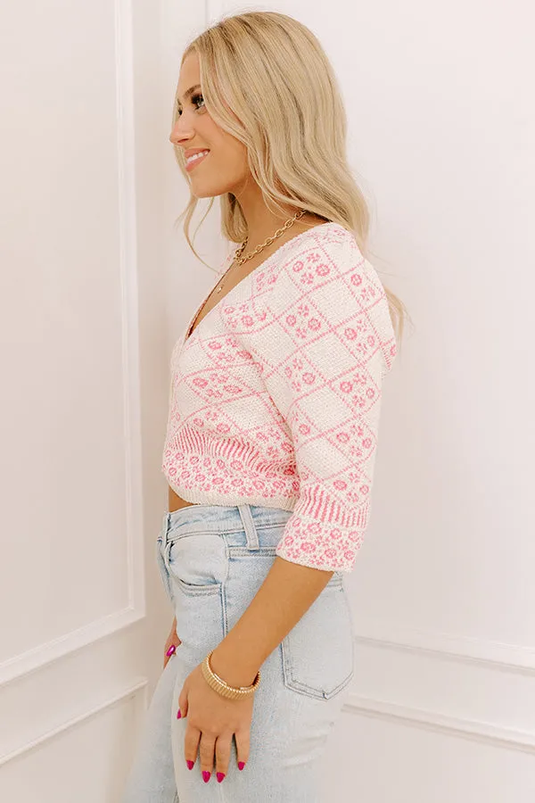 Charming Moment Knit Crop Top in Pink sold by Impressions product image thumbnail 3