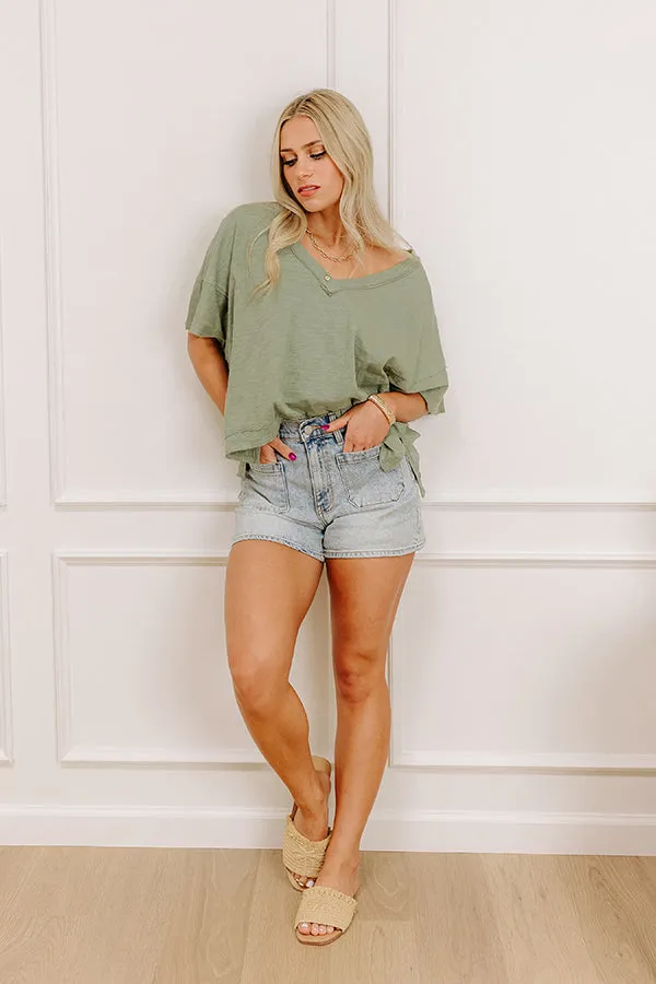 Just USA Libby High Waist Shorts in Light Wash sold by Impressions