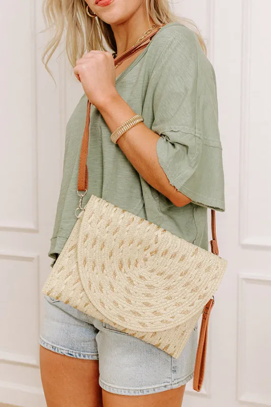 Cocktail Hour Raffia Woven Clutch in Beige sold by Impressions