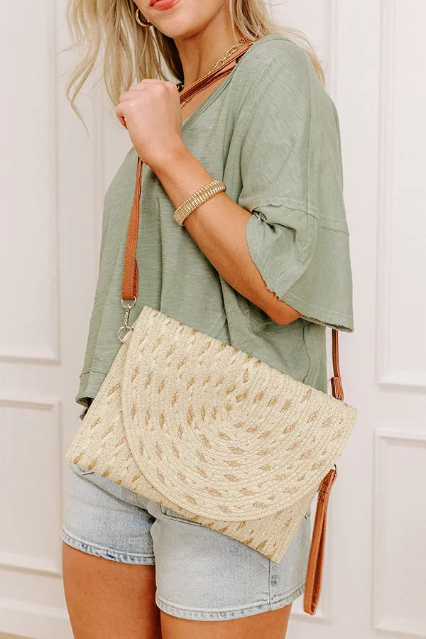 Cocktail Hour Raffia Woven Clutch in Beige sold by Impressions