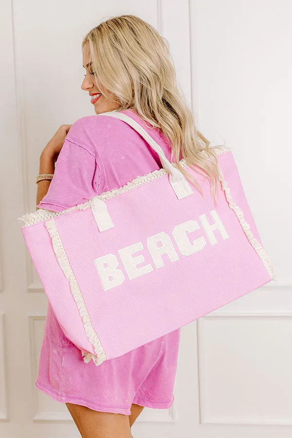 Beach Embroidered Canvas Tote in Pink sold by Impressions product image thumbnail 5