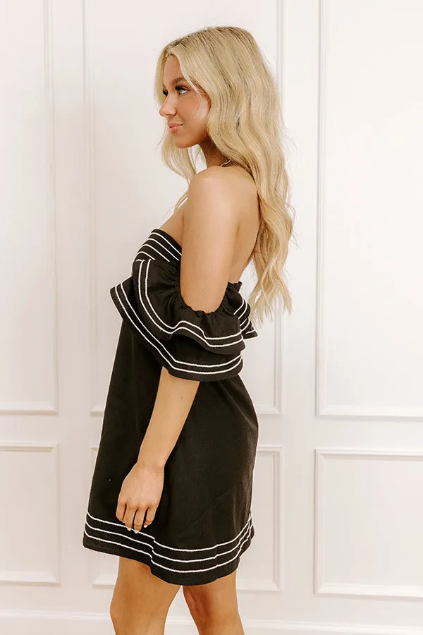 Plaza Nights Linen-Blend Mini Dress in Black sold by Impressions product image thumbnail 4