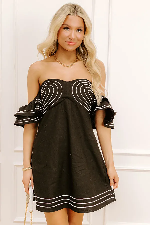 Plaza Nights Linen-Blend Mini Dress in Black sold by Impressions product image thumbnail 2