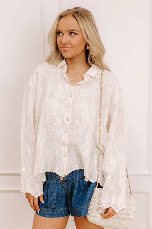 Delicate Details Embroidered Button Up sold by Impressions