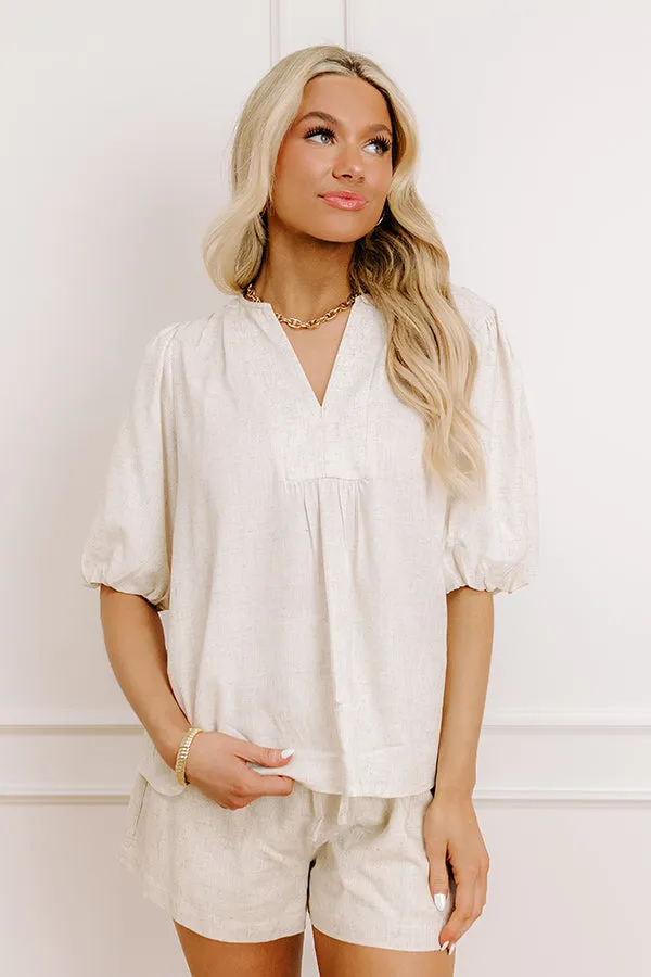 Oceanside Bliss Linen-Blend Top sold by Impressions