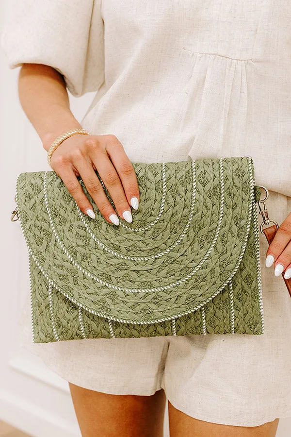 Bungalow Party Raffia Woven Clutch in Olive sold by Impressions product image thumbnail 3