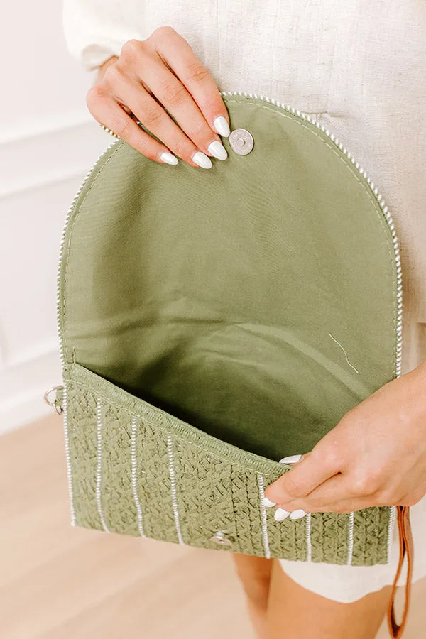Bungalow Party Raffia Woven Clutch in Olive sold by Impressions product image thumbnail 2